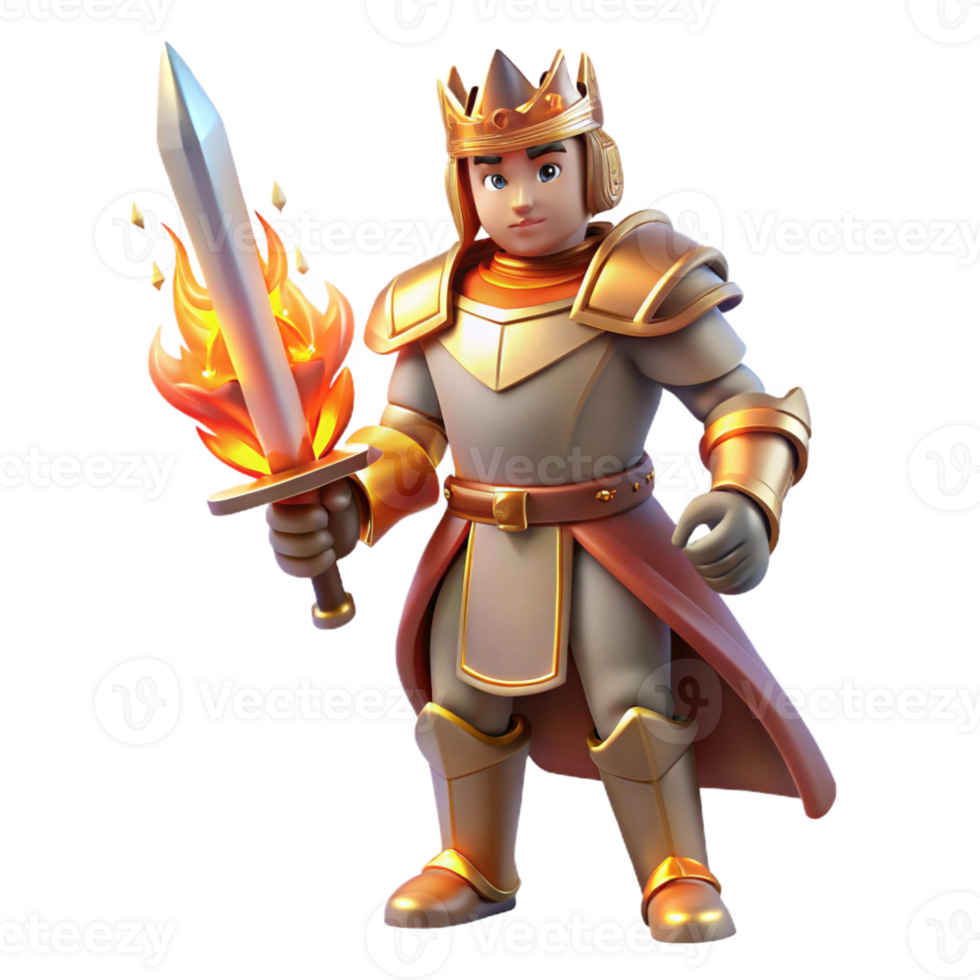beautiful rustic A regal knight in shining armor, wielding a flaming sword. Dramatic, heroic lighting. Romantic style high resolution png