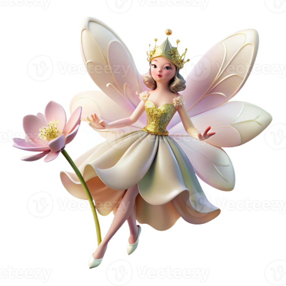 wonderful classic A delicate fairy with wings of gossamer and a crown of wildflowers, hovering over a dew-kissed flower. Soft, ethereal lighting. Pre-Raphaelite style original png