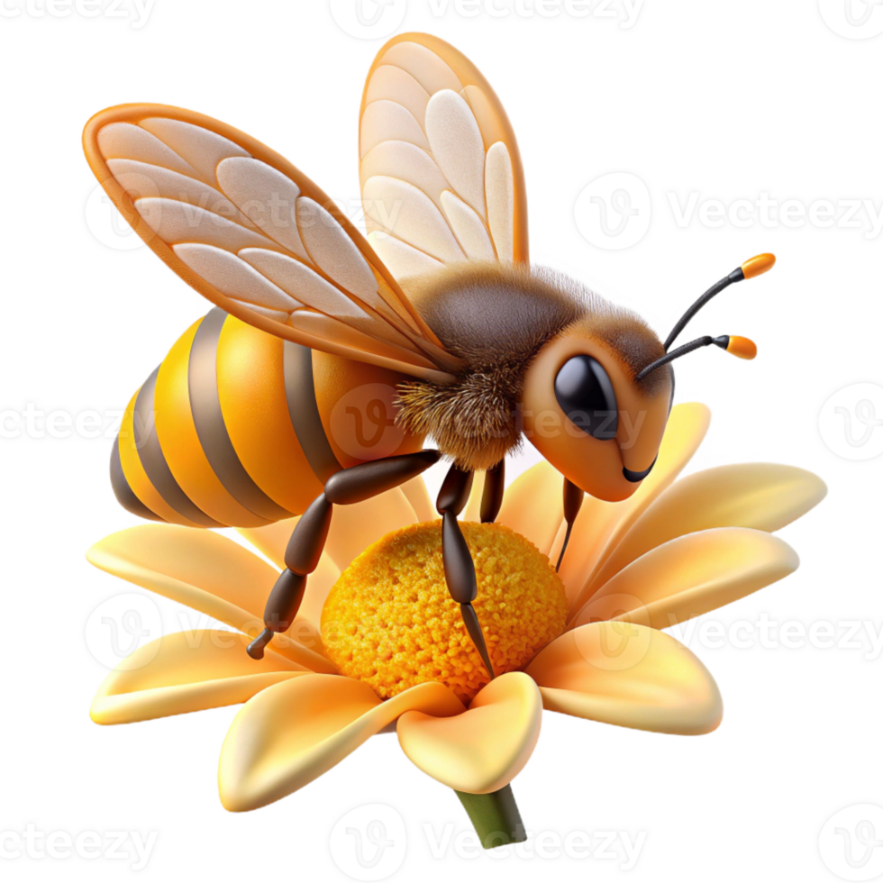 impressive artistic A close-up of a bee collecting pollen from a flower, macro photography, natural style original png