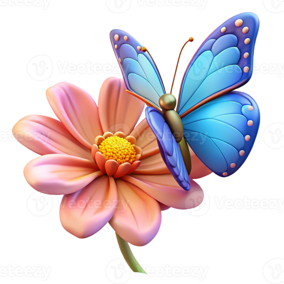 dramatic traditional A delicate butterfly perched on a flower, vibrant colors, detailed illustration style high resolution png