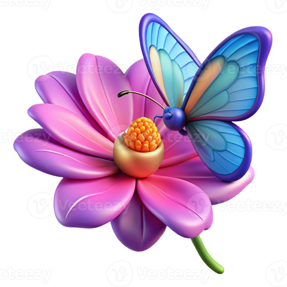 serene minimalist A delicate butterfly perched on a flower, vibrant colors, detailed illustration style professional png