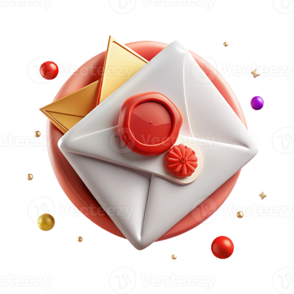 stunning rustic White Envelope with Red Wax Seal Transparent Background authentic png