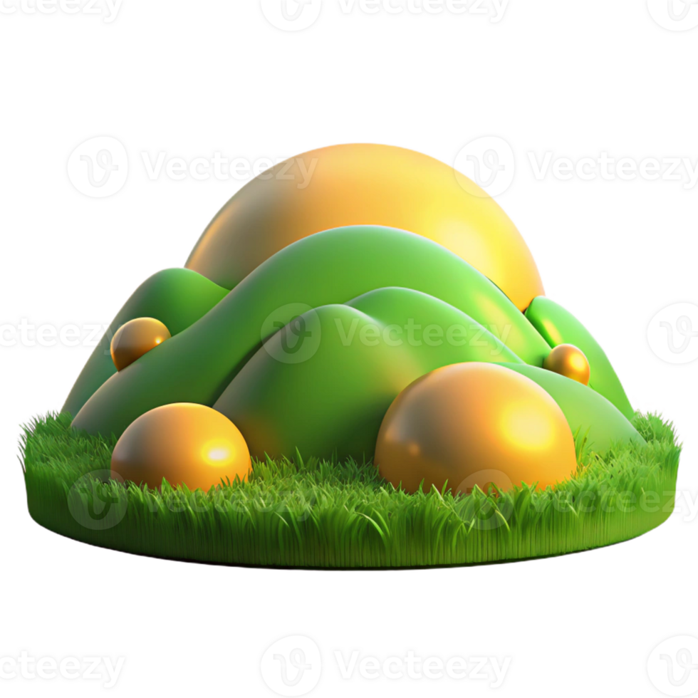 serene contemporary Rolling hills covered in green grass, golden hour lighting, pastoral style professional png