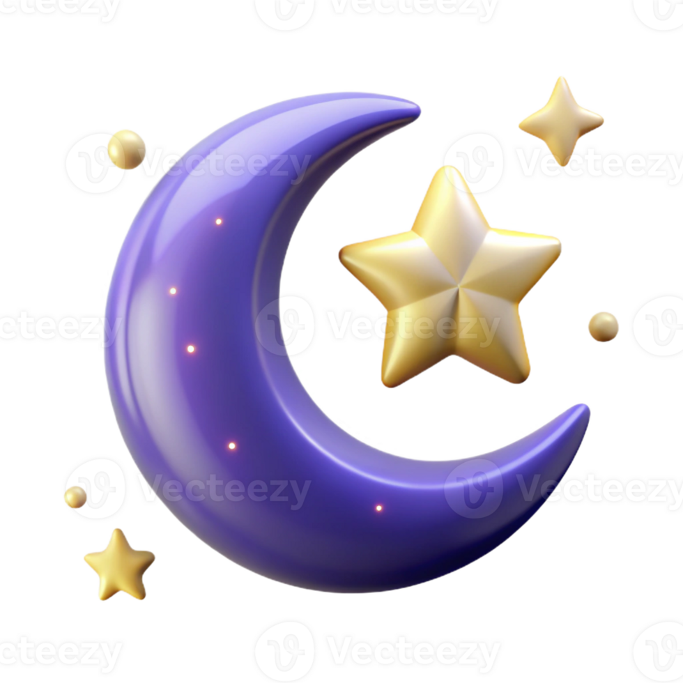 serene classic A crescent moon in the night sky surrounded by stars, ethereal style premium png