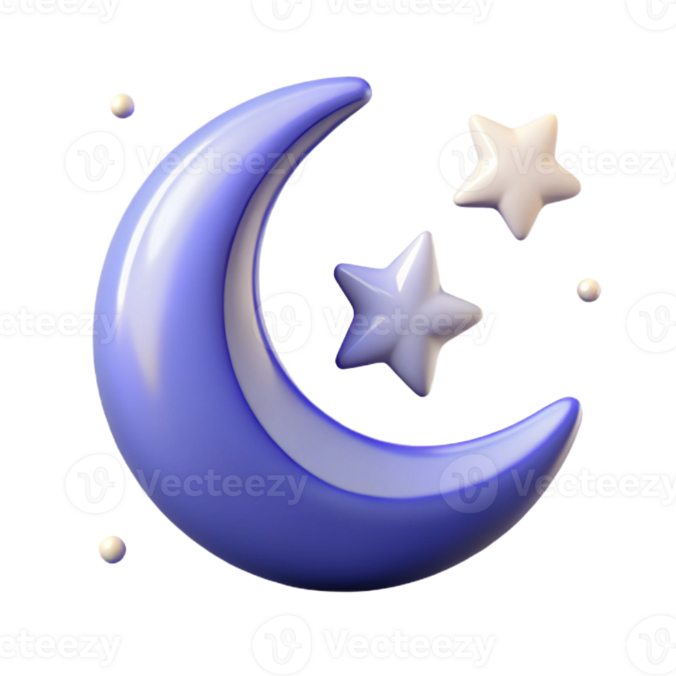 wonderful artistic A crescent moon in the night sky surrounded by stars, ethereal style exclusive png