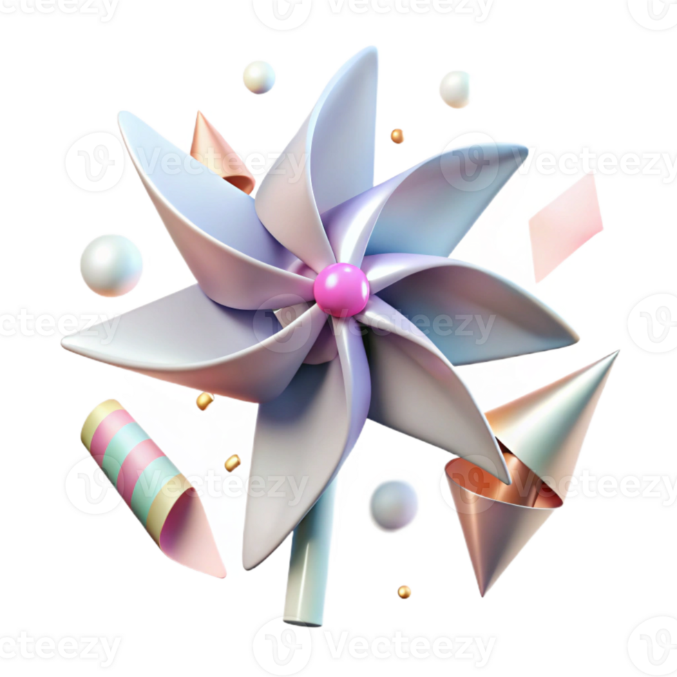vibrant rustic Windmill Blades Turning in Wind Element with Transparent Background high resolution png