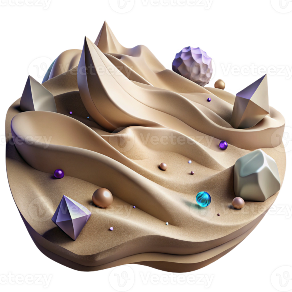 dramatic contemporary Windblown Sand Dunes in Desert Element with Transparent Background high quality png