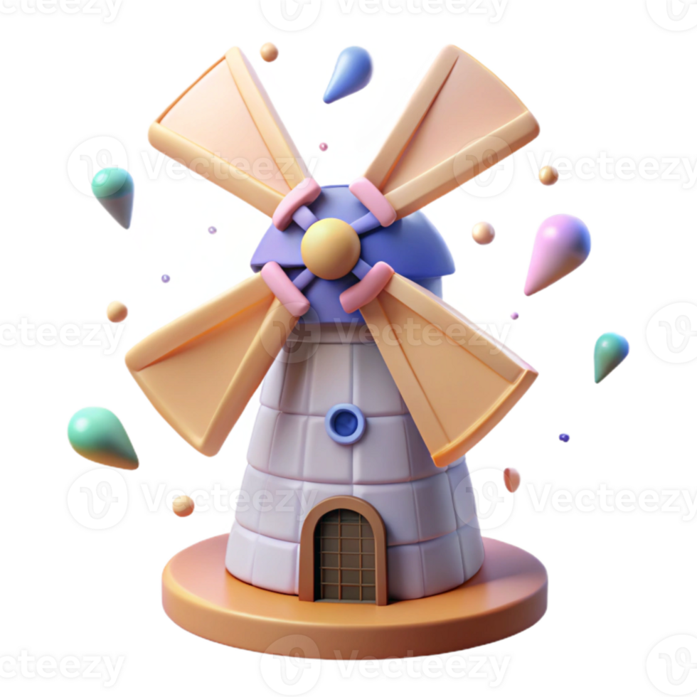 stunning artistic Windmill Rotating in Gentle Breeze Isolated original png