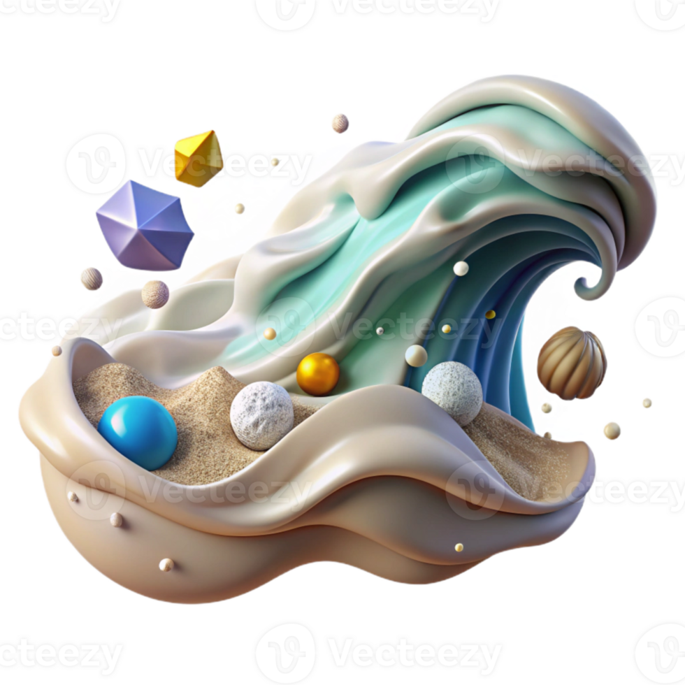 elegant traditional Windswept Beach with Crashing Waves Element with Transparent Background exclusive png
