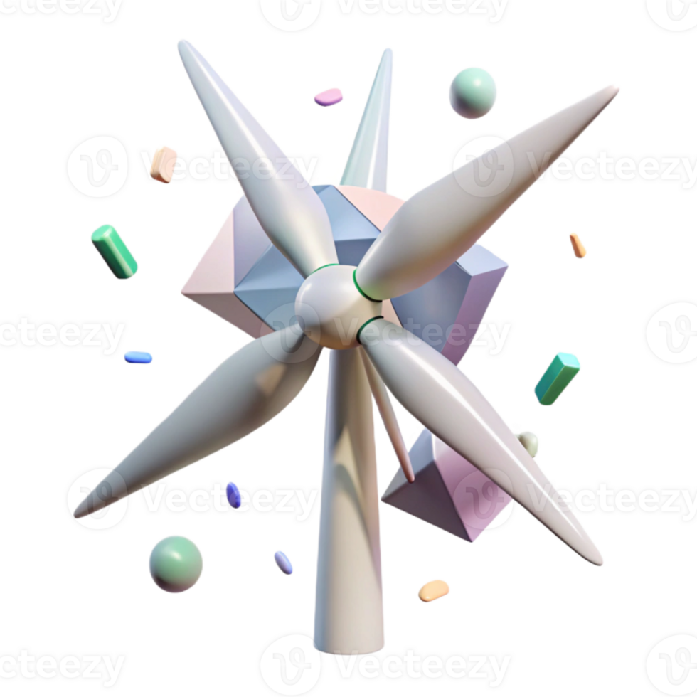 dramatic rustic Wind Turbine Blades Rotating Element with Transparent Background high quality png