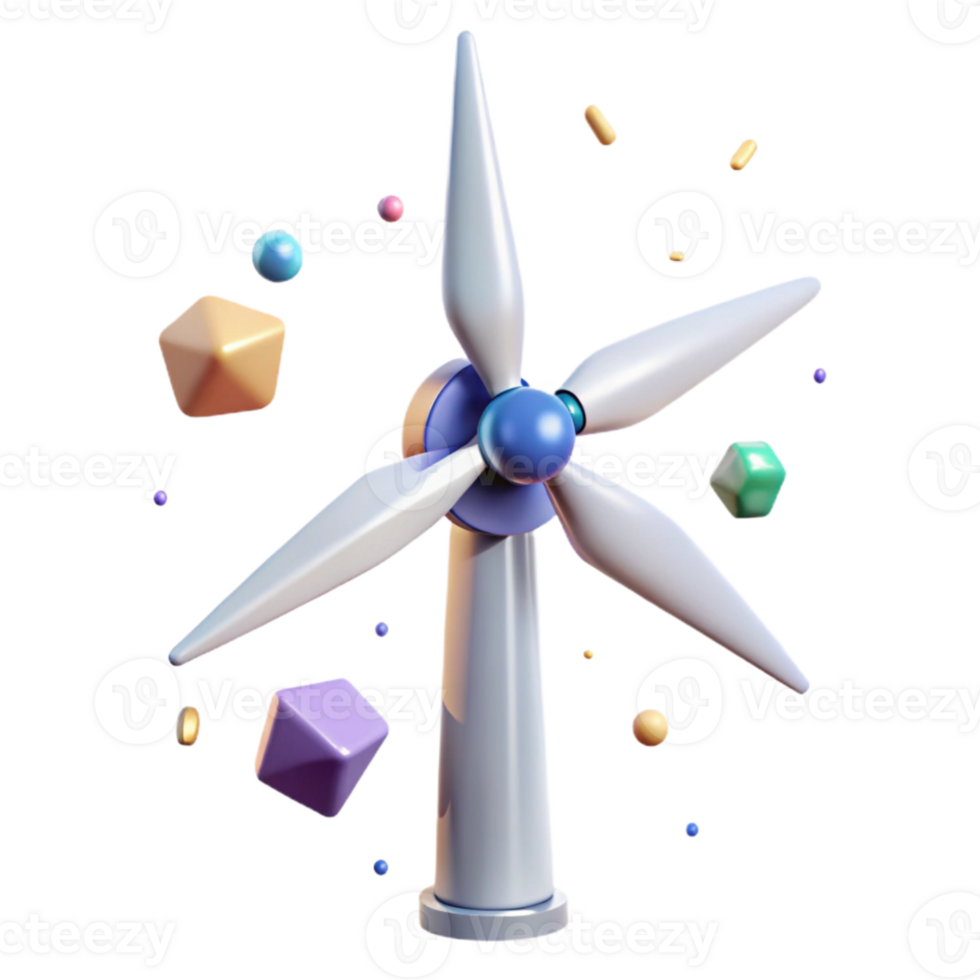 wonderful artistic Wind Turbine Generating Clean Energy Element with Transparent Background high quality png