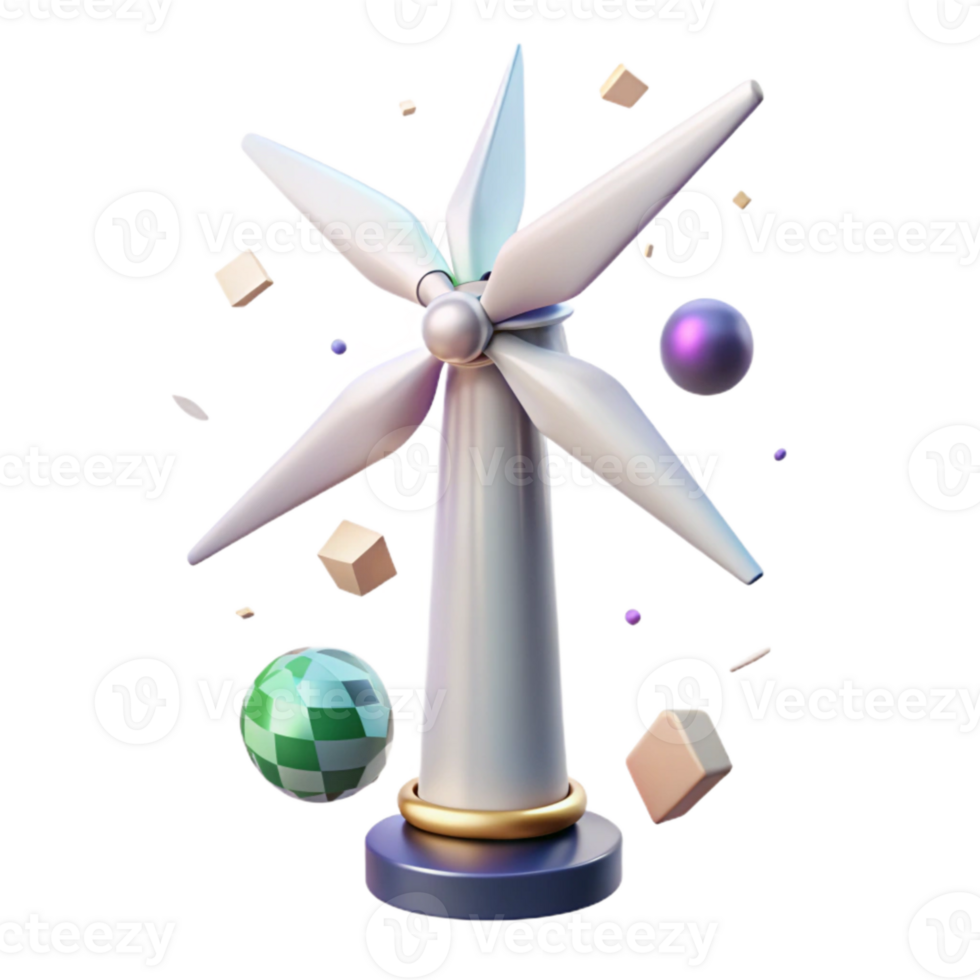 magnificent modern Wind Turbine Generating Clean Energy Element with Transparent Background authentic png