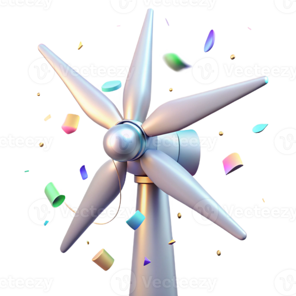 vibrant traditional Wind Turbine Blades Rotating Element with Transparent Background high quality png
