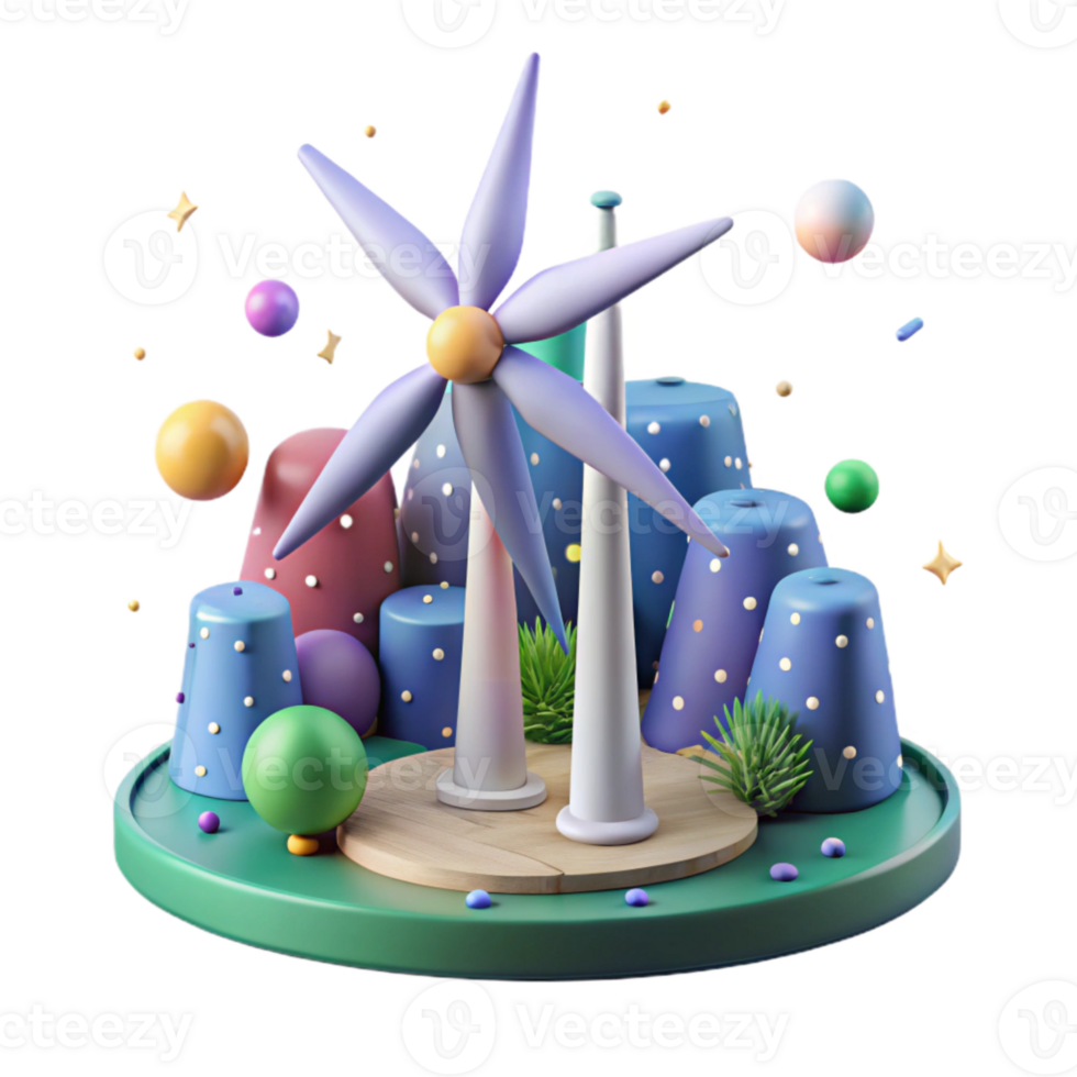 wonderful rustic Wind Turbine Farm in Open Field Element with Transparent Background authentic png