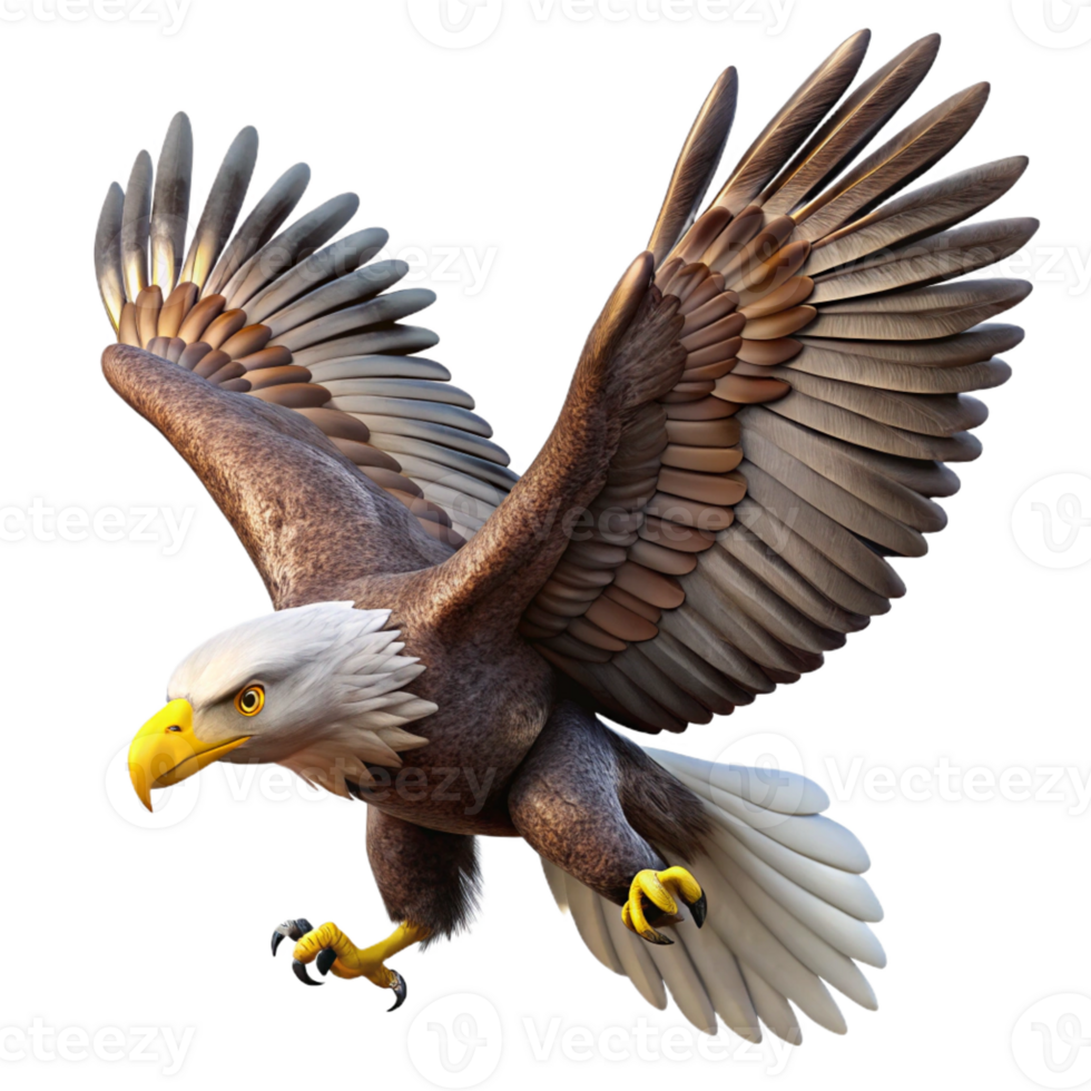vibrant classic A majestic eagle soaring in the sky, powerful pose, realistic style detailed png