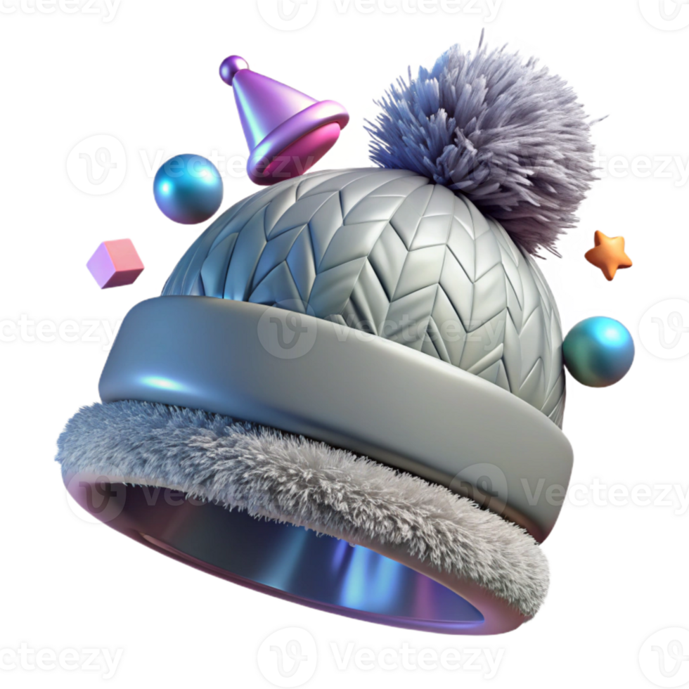 dramatic traditional Winter Hat with Pom Pom Isolated on Transparent Background detailed png