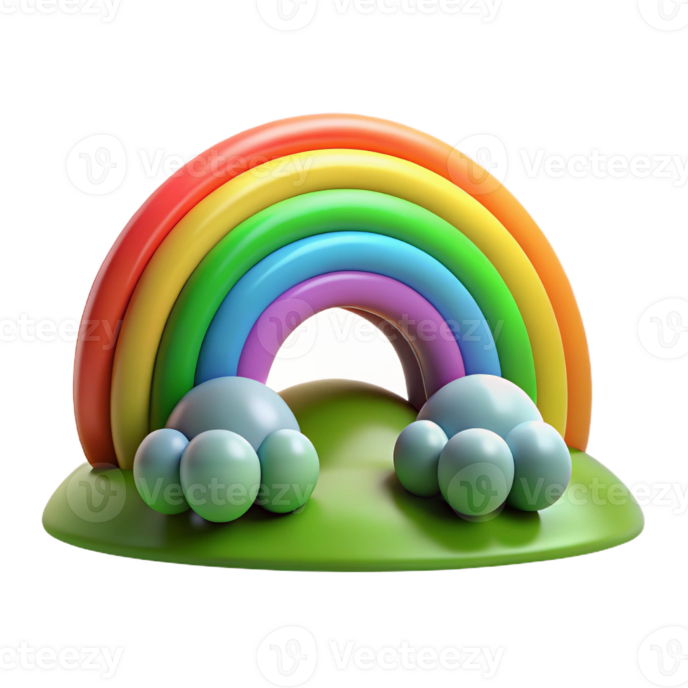 beautiful classic A rainbow arcing over a green landscape, vibrant colors, hopeful style original png