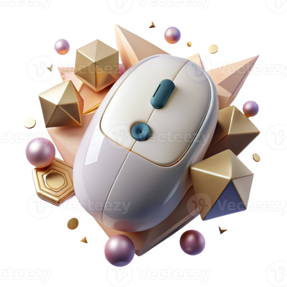 extraordinary abstract Wireless Mouse Top View Isolated on Transparent Background high resolution png