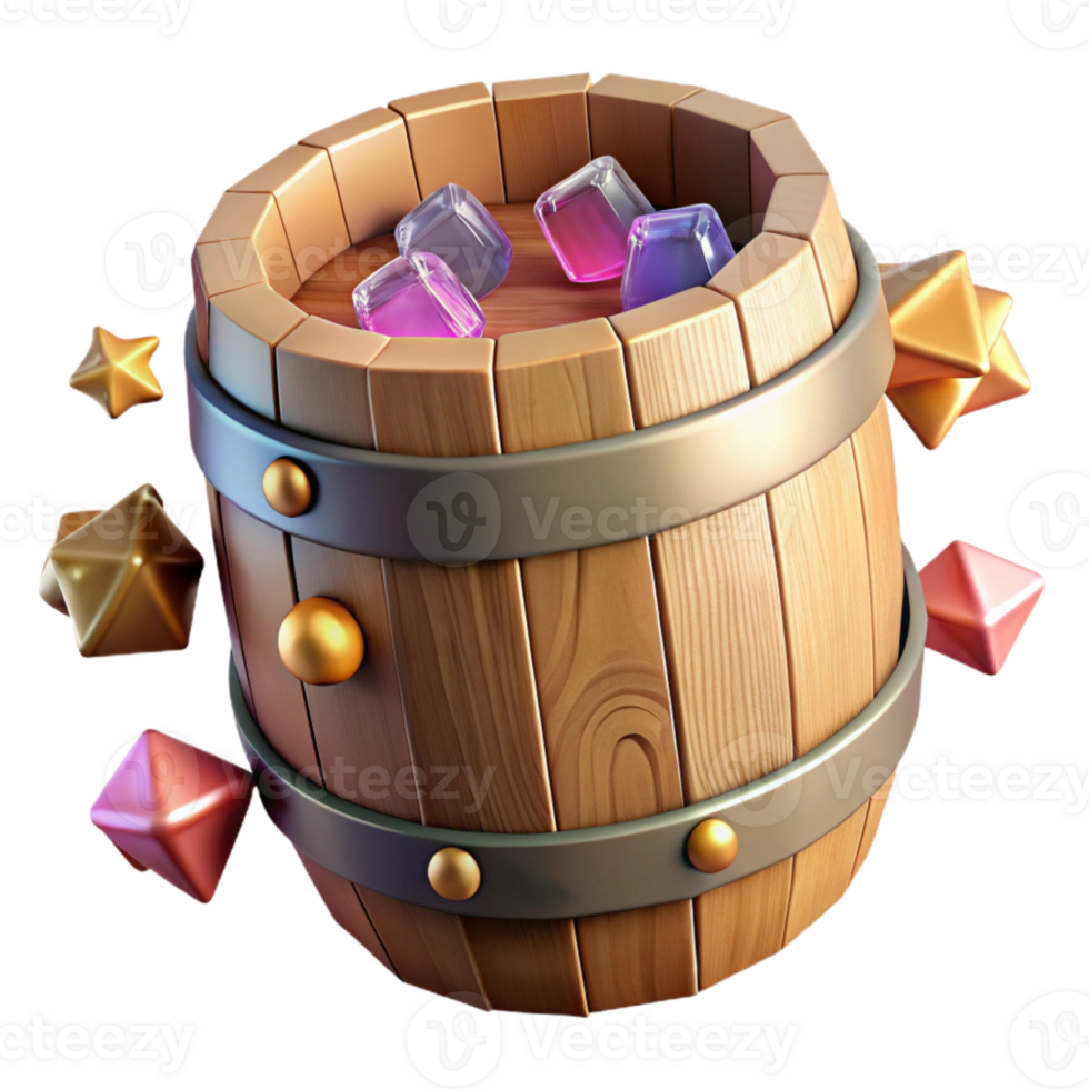 beautiful rustic Wooden Barrel Side View Transparent Element detailed png