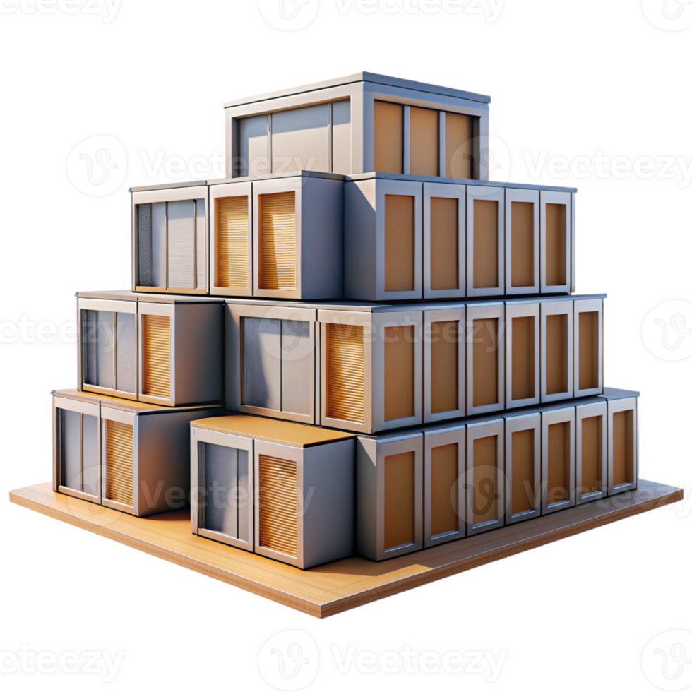 elegant traditional Prefabricated modular housing units, stacked in a grid, minimalist design, urban setting, bright daylight, architectural visualization, genuine png