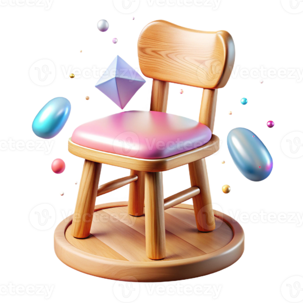 serene modern Wooden Chair Front View Isolated on Transparent Background detailed png