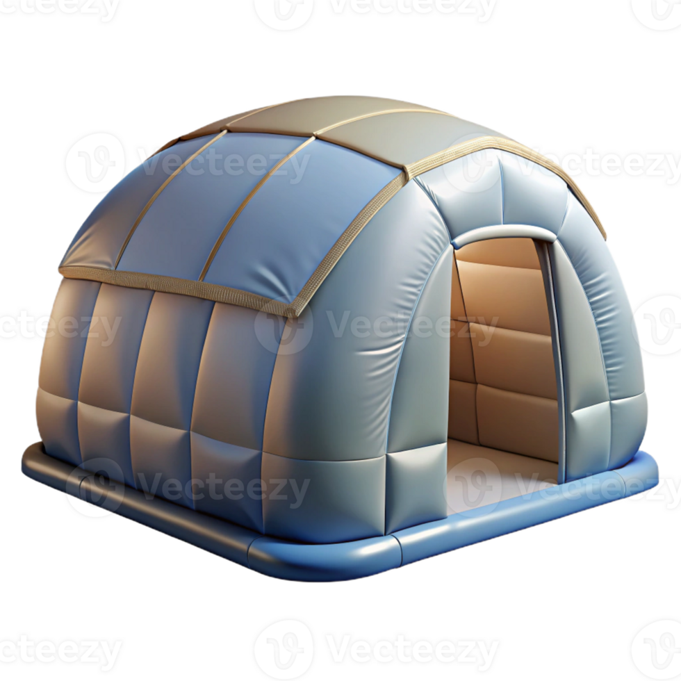 vibrant abstract Inflatable temporary shelter, lightweight fabric structure, disaster relief setting, bright daylight, humanitarian design, photorealistic rendering, exclusive png