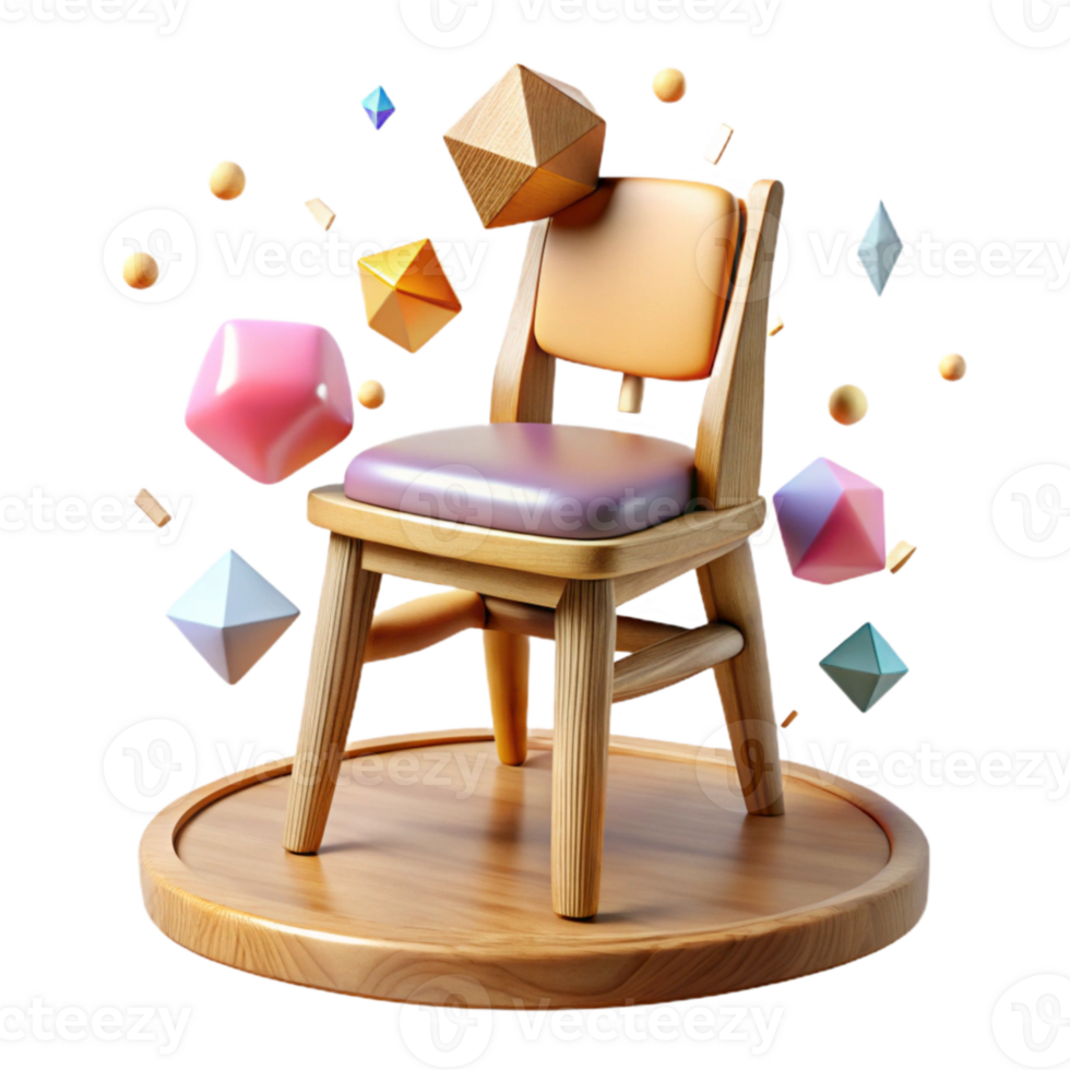 beautiful vintage Wooden Chair Front View Isolated on Transparent Background authentic png