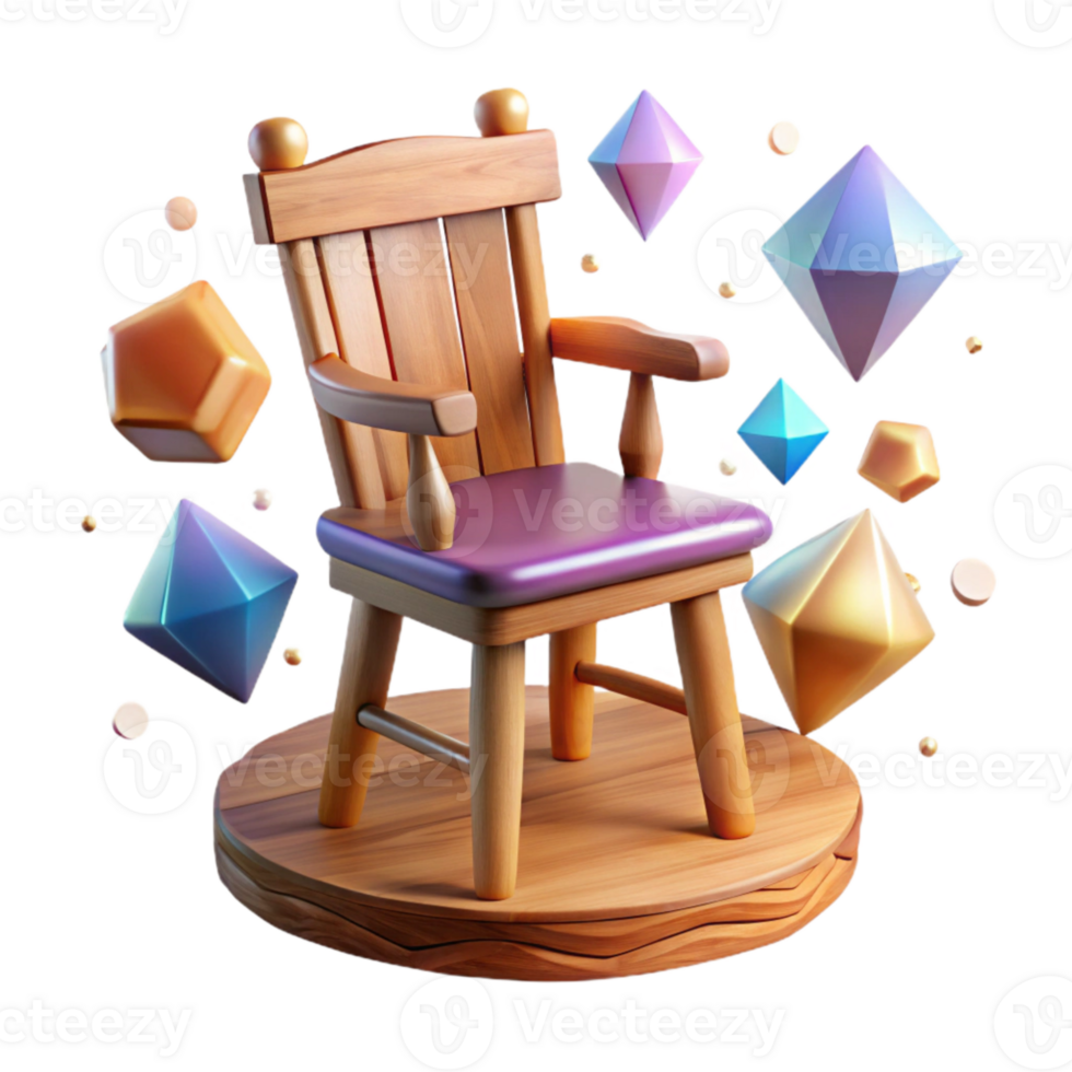 dramatic abstract Wooden Chair Front View Isolated on Transparent Background high resolution png