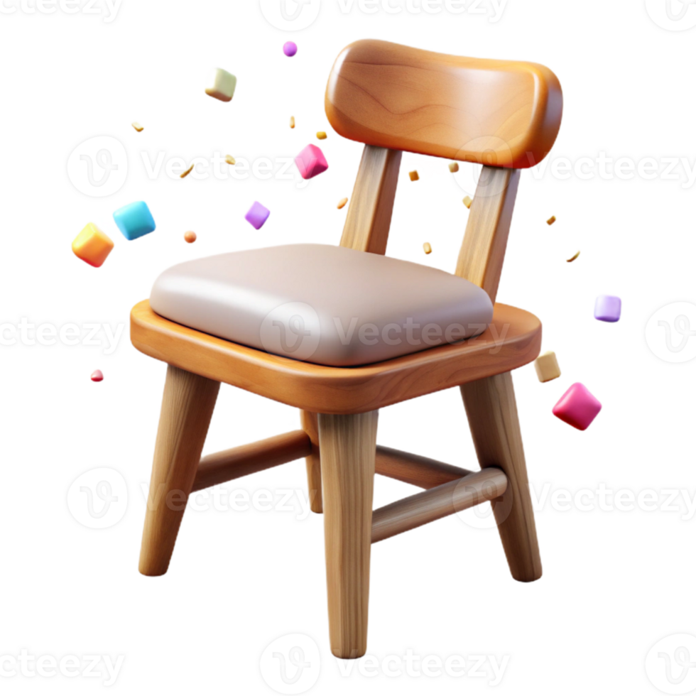 serene minimalist Wooden Chair Profile View Isolated on Transparent Background png