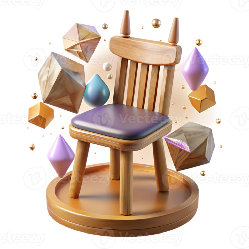 magnificent minimalist Wooden Chair Front View Isolated on Transparent Background authentic png