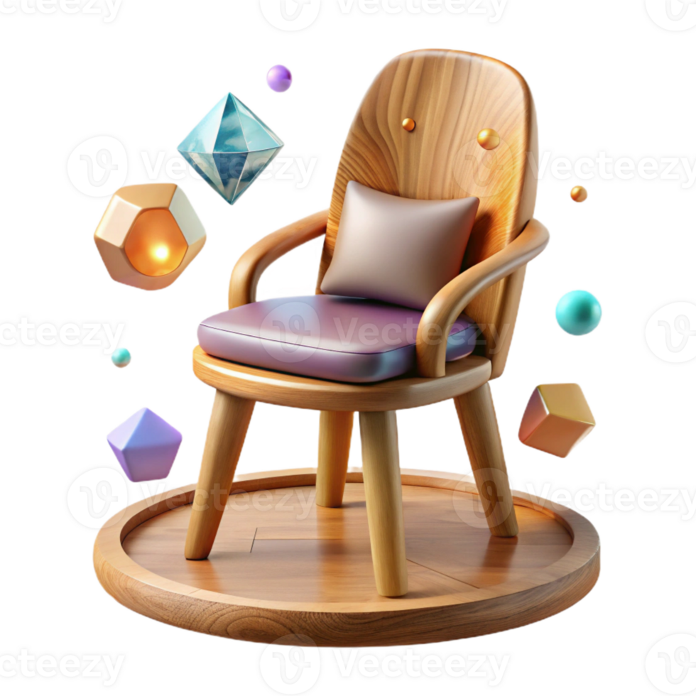 wonderful modern Wooden Chair Profile View Isolated on Transparent Background premium png