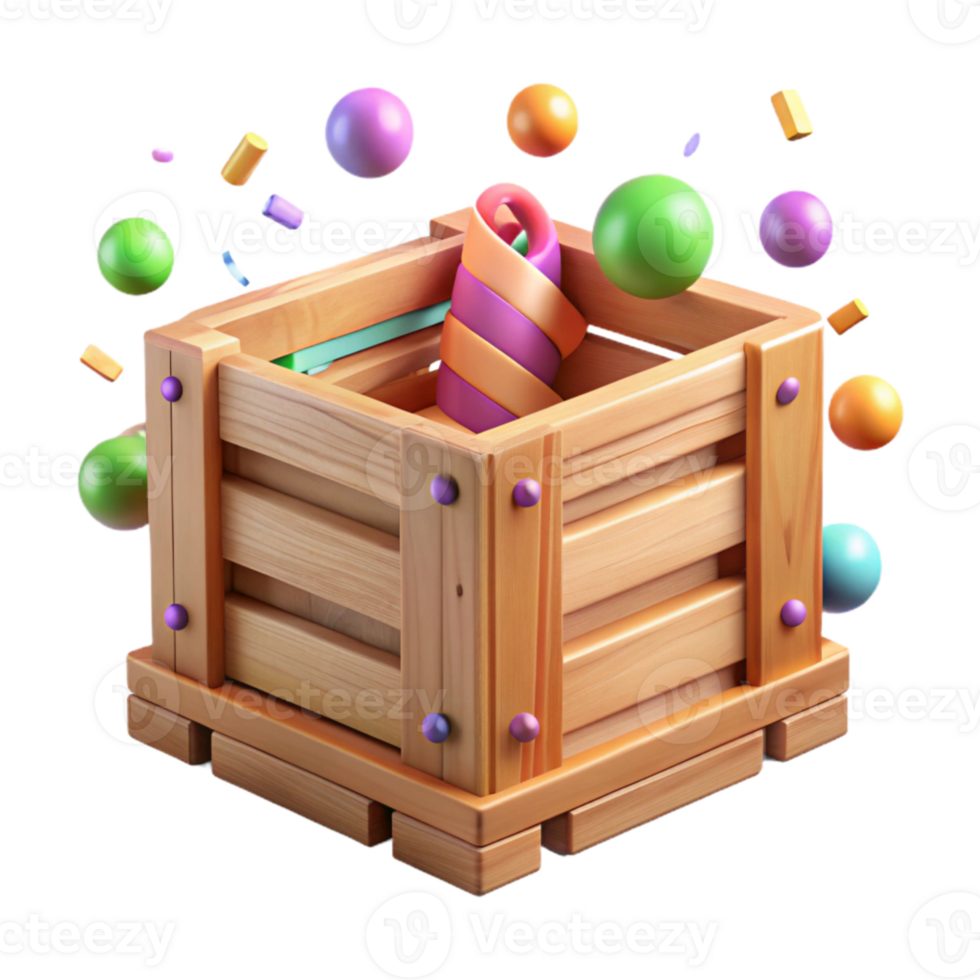 impressive creative Wooden Crate Side View with Slats Isolated Element high quality png