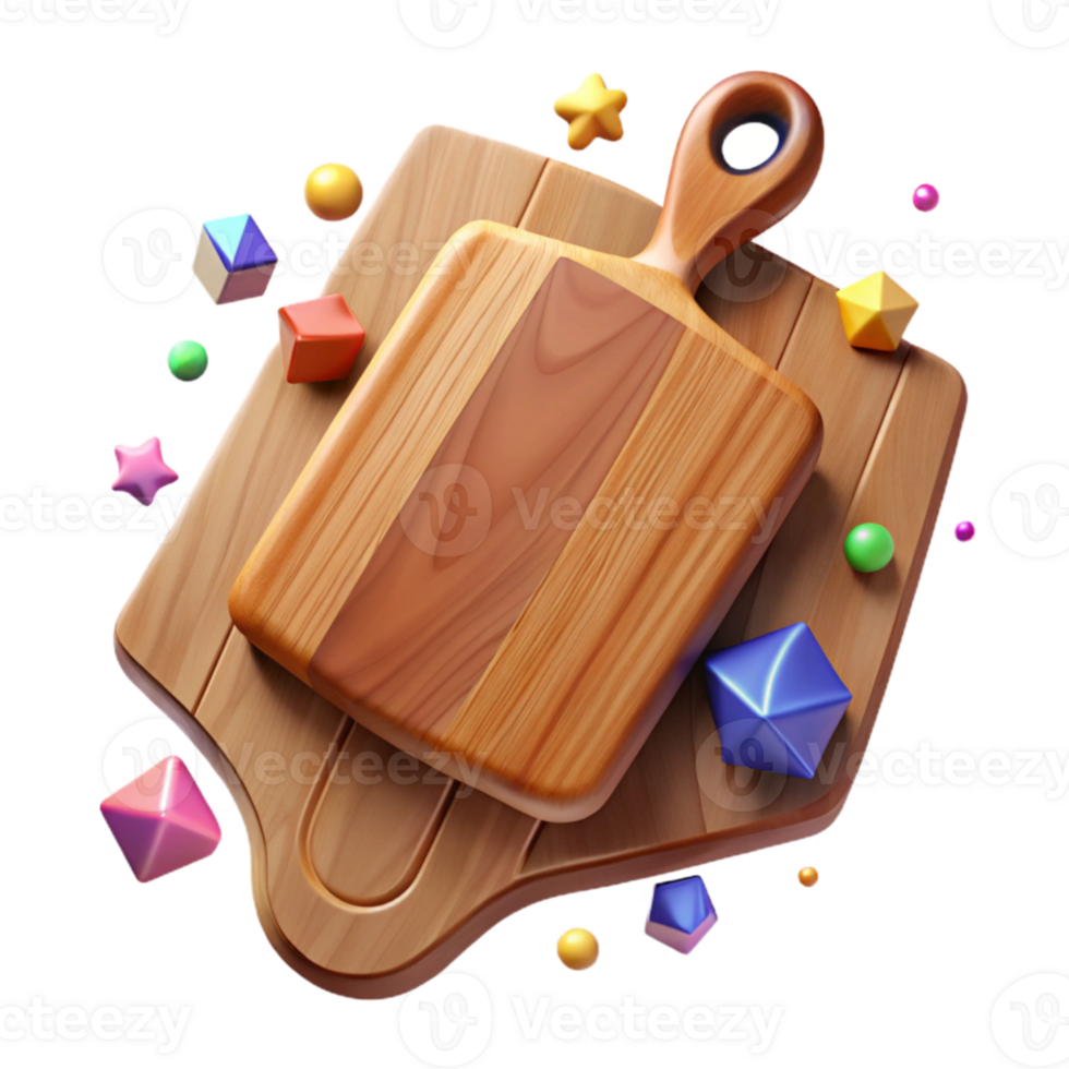 serene rustic Wooden Cutting Board Top View Transparent Background premium png