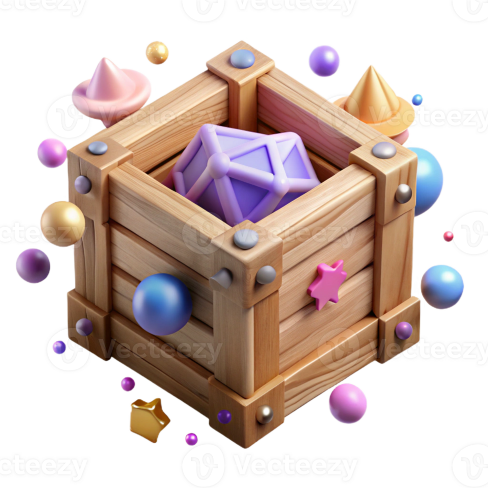elegant traditional Wooden Crate Top View with Rustic Texture Isolated png