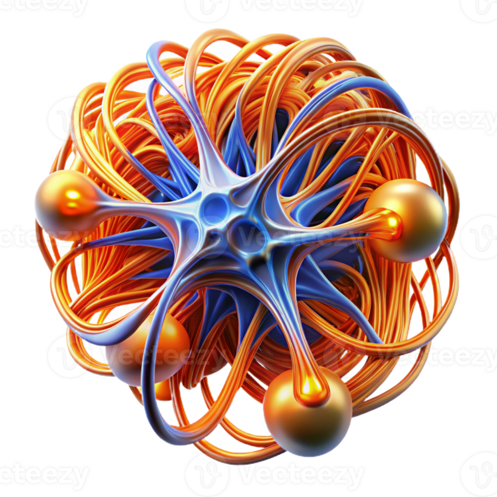 vibrant creative A network of flowing lines resembling neural pathways, in fiery orange and electric blue, with a pulsating glow, in a Futuristic style exclusive png