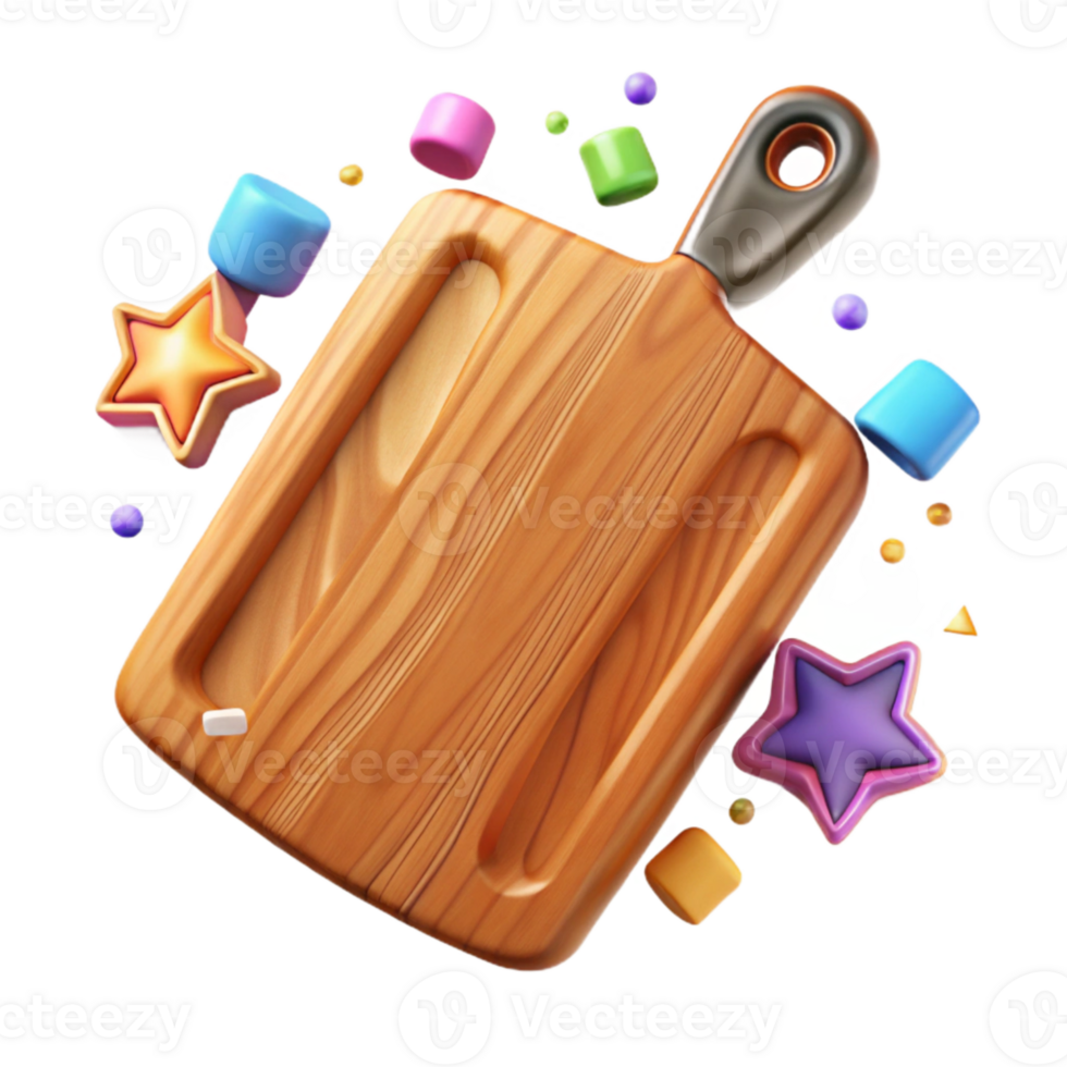 elegant artistic Wooden Cutting Board Top View Transparent Background original png