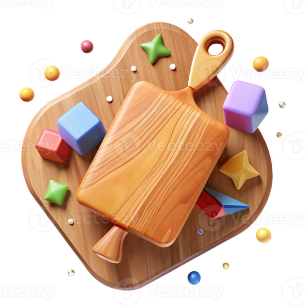 stunning artistic Wooden Cutting Board Top View Transparent Background high quality png