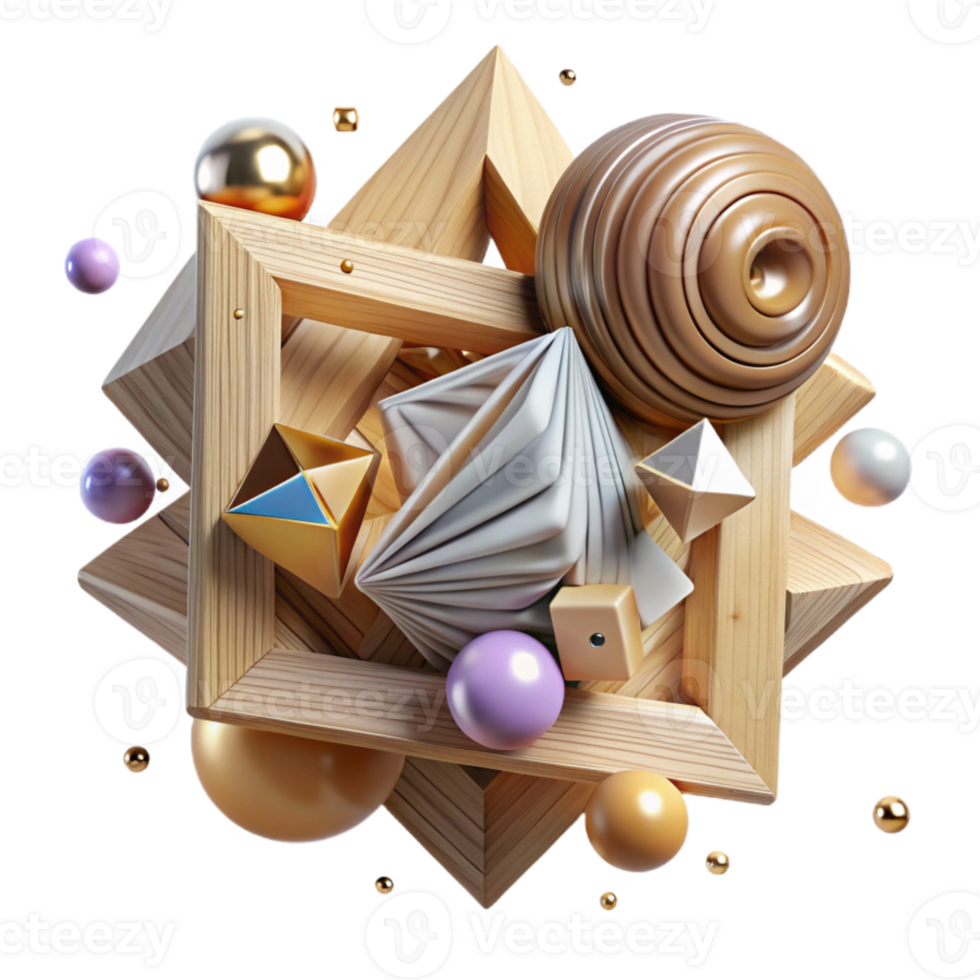 wonderful modern Wooden Harmony of Chaos Design Transparent Background original png