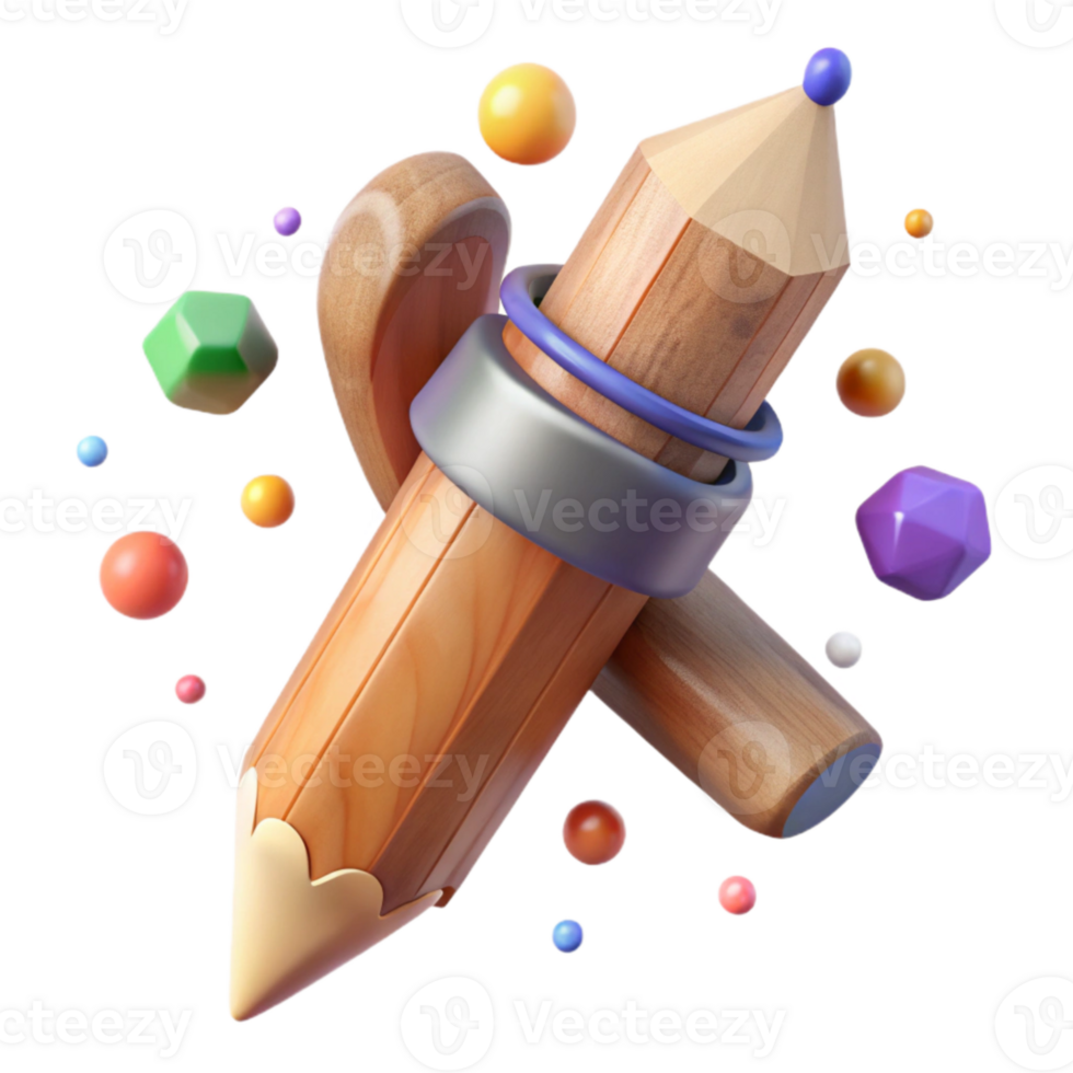 elegant classic Wooden Pencil Sharpened Isolated Element premium png