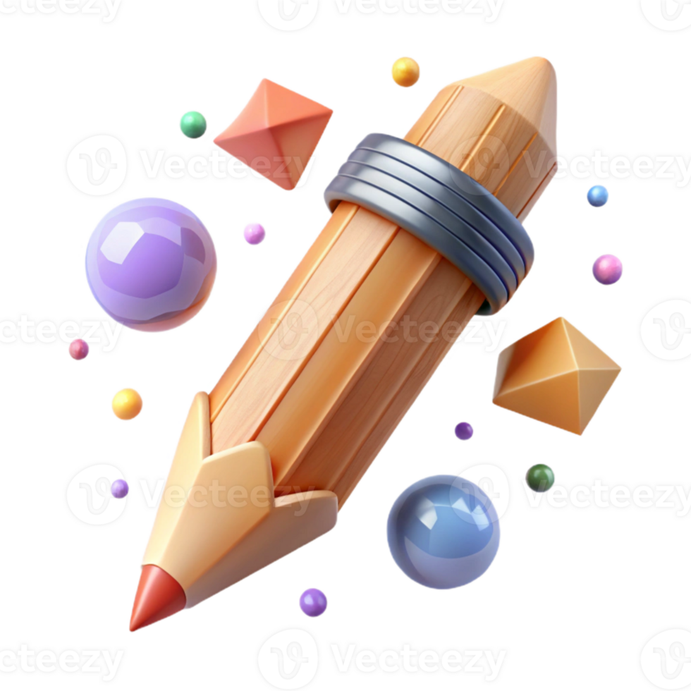 elegant classic Wooden Pencil Side Angle Cutout Transparent Background png