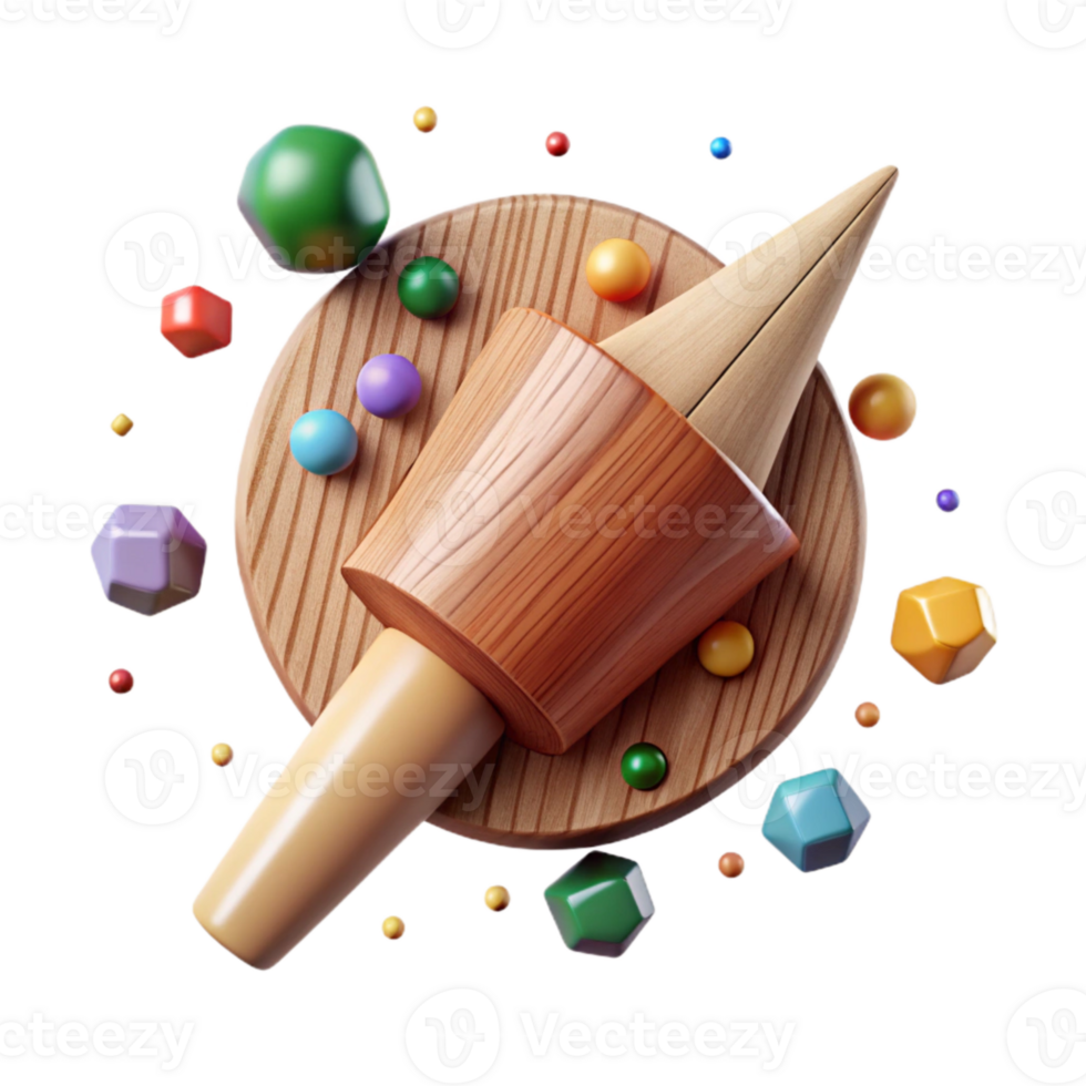 elegant traditional Wooden Peg Top Down View Cutout original png