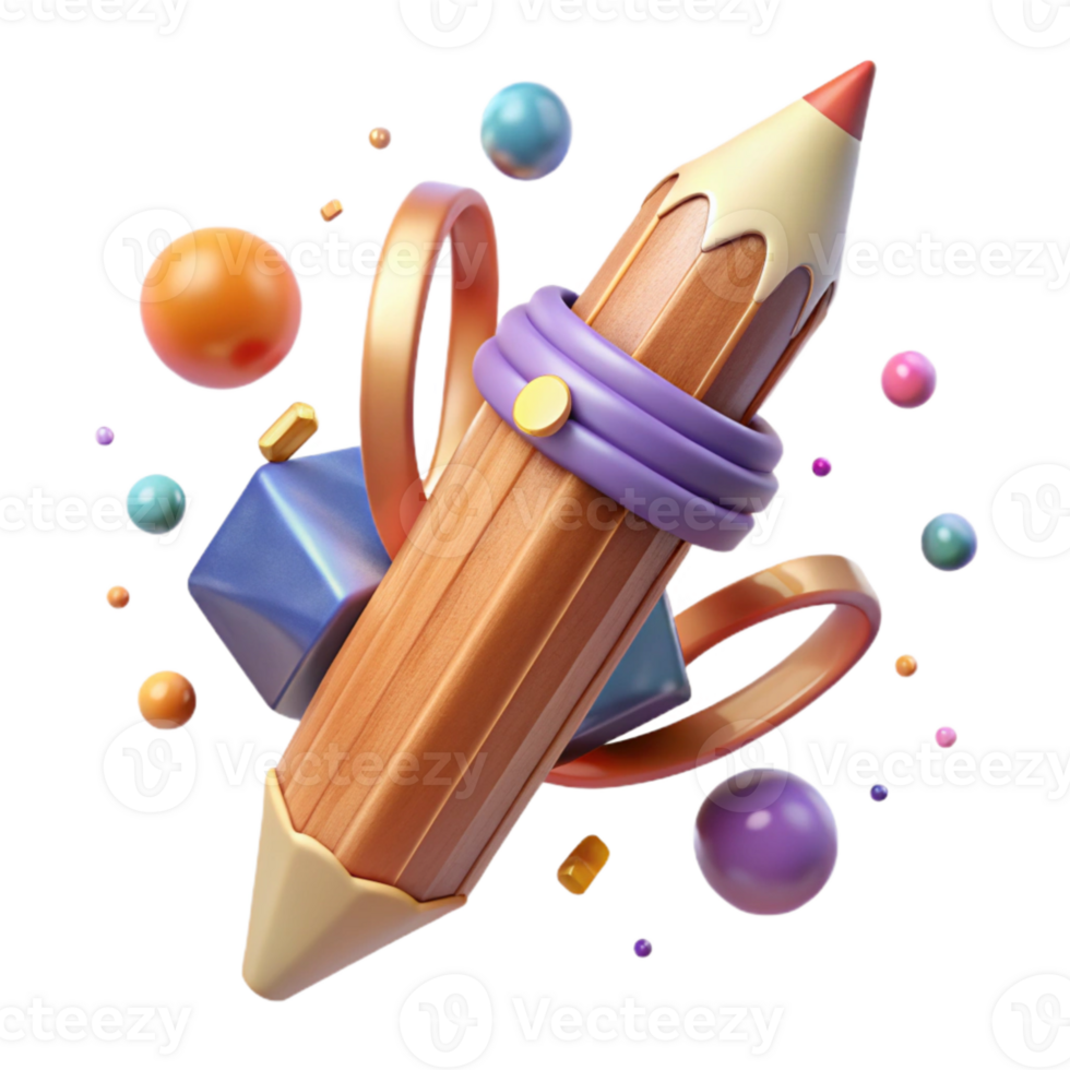 vibrant modern Wooden Pencil Sharpened Isolated Element png