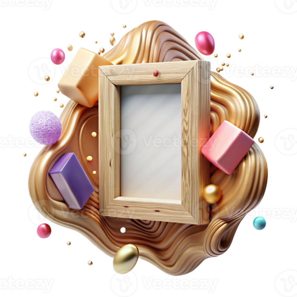 elegant modern Wooden Picture Frame Blank Space Isolated genuine png