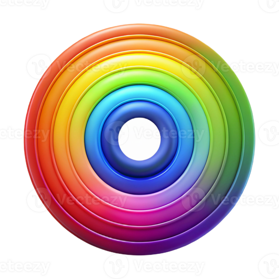 beautiful creative A series of concentric circles radiating outward in vibrant rainbow colors, with a bright, pulsating glow, in a Op Art style detailed png