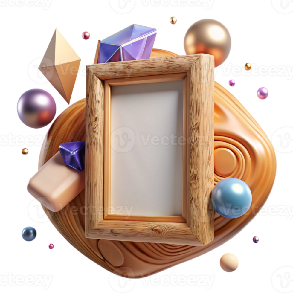 wonderful abstract Wooden Picture Frame with Ornate Design Isolated Element authentic png