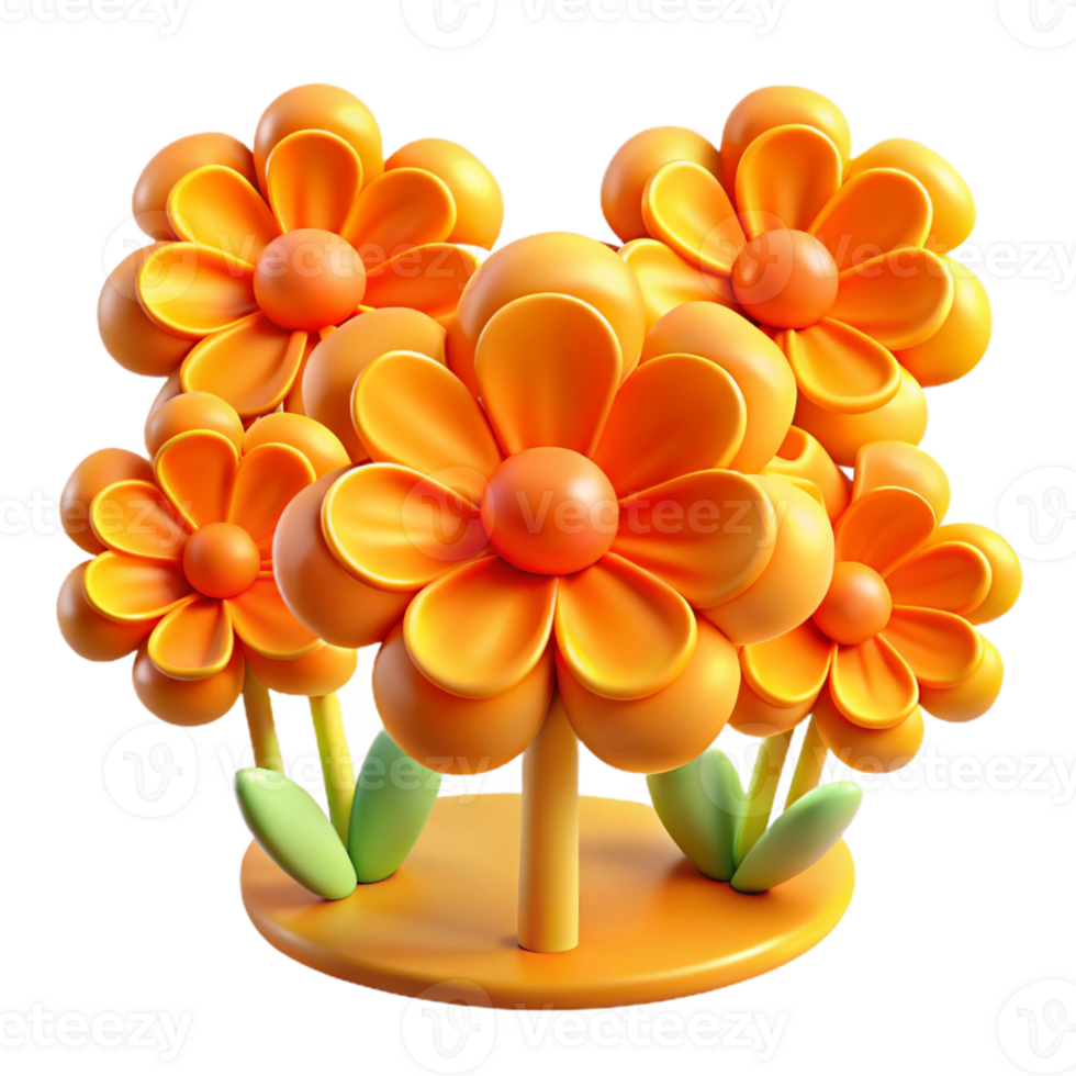 beautiful creative A field of stylized flowers in vibrant hues of orange and yellow, with bold outlines and flat, graphic shapes, in a Pop Art style exclusive png