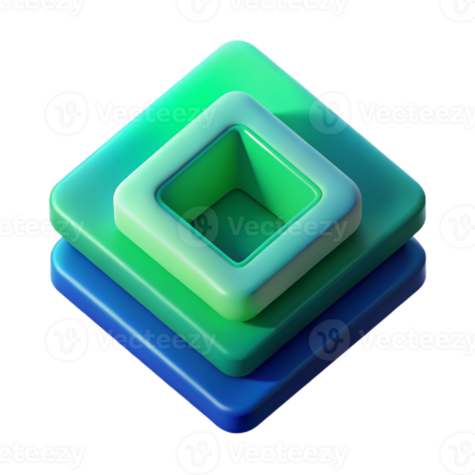 impressive modern A series of overlapping squares in gradient hues of blue and green, with soft, blurred edges and a calming, tranquil atmosphere, in a Minimalist style exclusive png
