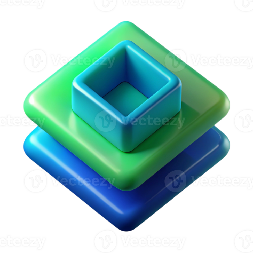 extraordinary creative A series of overlapping squares in gradient hues of blue and green, with soft, blurred edges and a calming, tranquil atmosphere, in a Minimalist style professional png