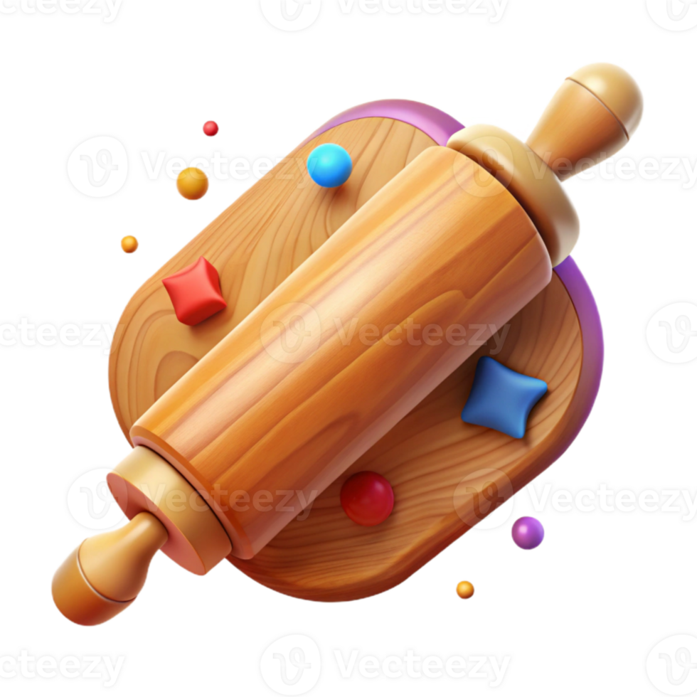 impressive minimalist Wooden Rolling Pin Side View Transparent Background premium png