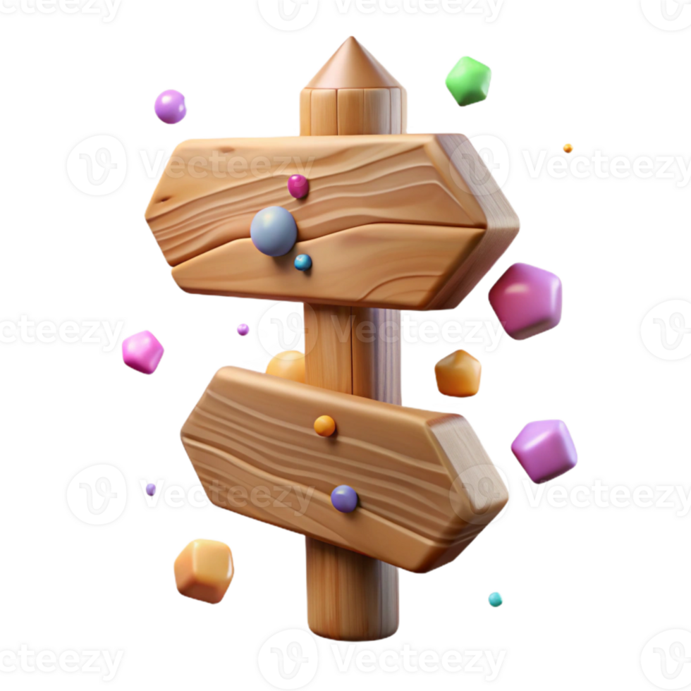 vibrant modern Wooden Signpost Cutout with Blank Space premium png